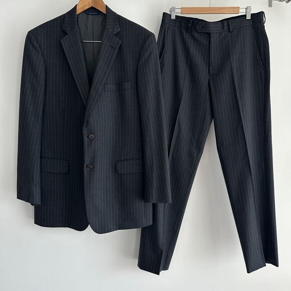 Brooks Brothers Suit Mens 41L Pinstripe Blazer Pants Wool Dapper Gatsby Mob Boss - Picture 6 of 16